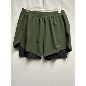 Lixada Men's 2-in-1 Running Shorts XL Green Black Liner Athletic Training Gym